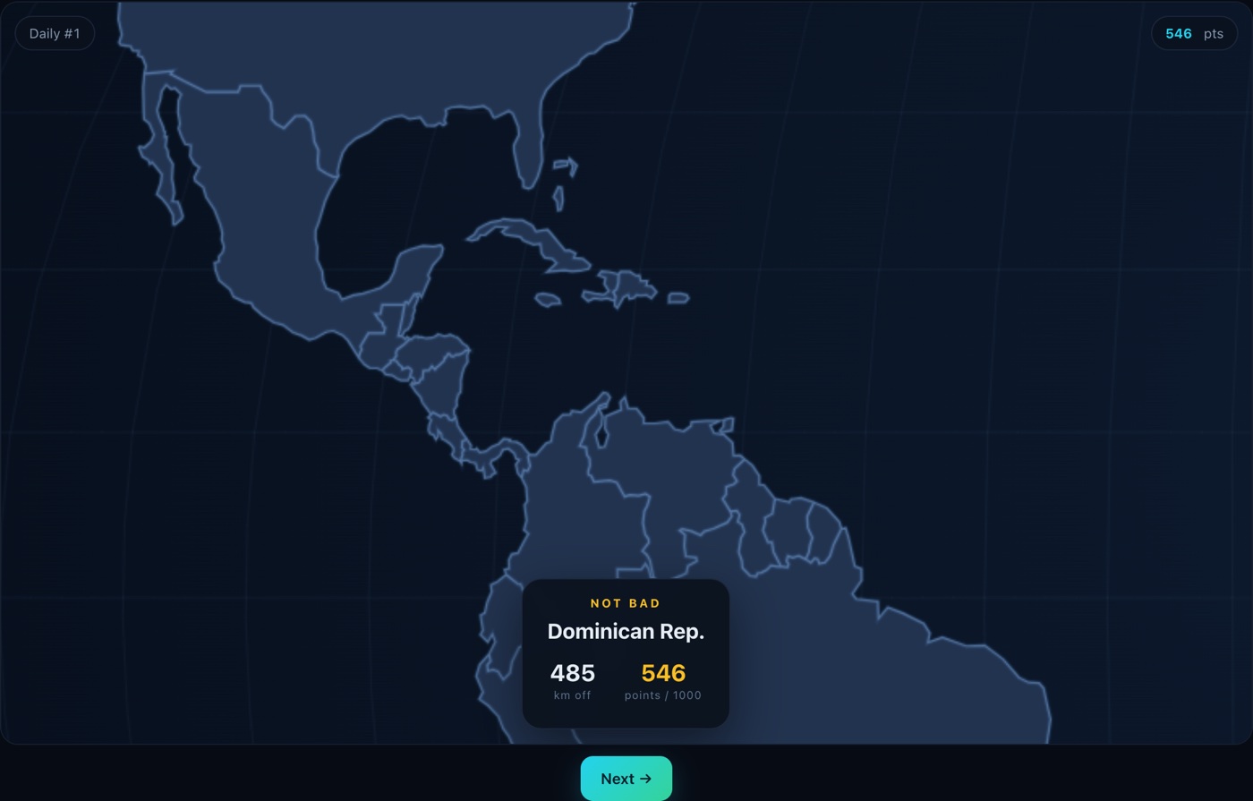 Borderline game score screen: 485 km off the Dominican Republic, scored 546 out of 1000
